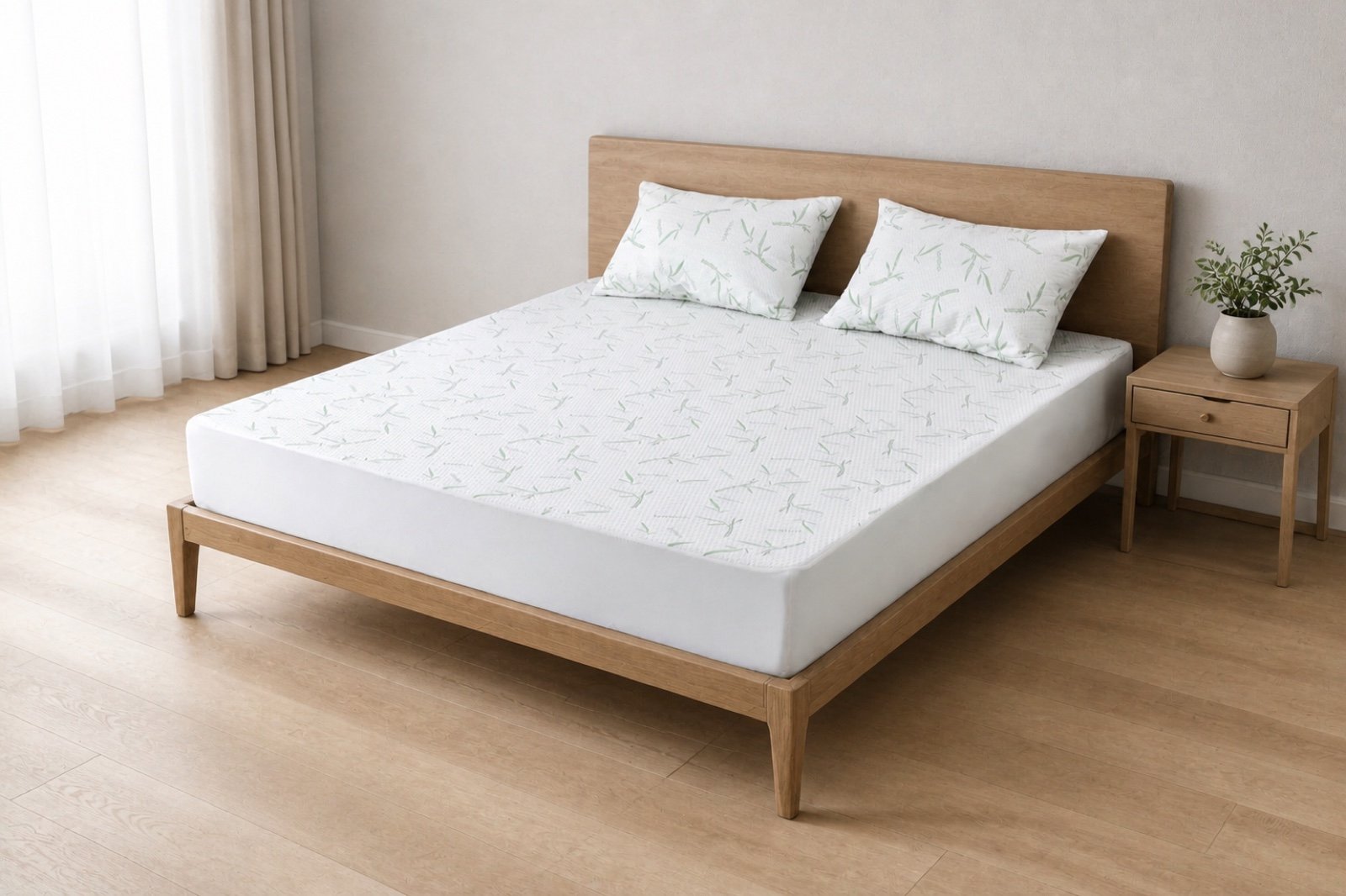 Finished waterproof mattress protector installed for product and fit review