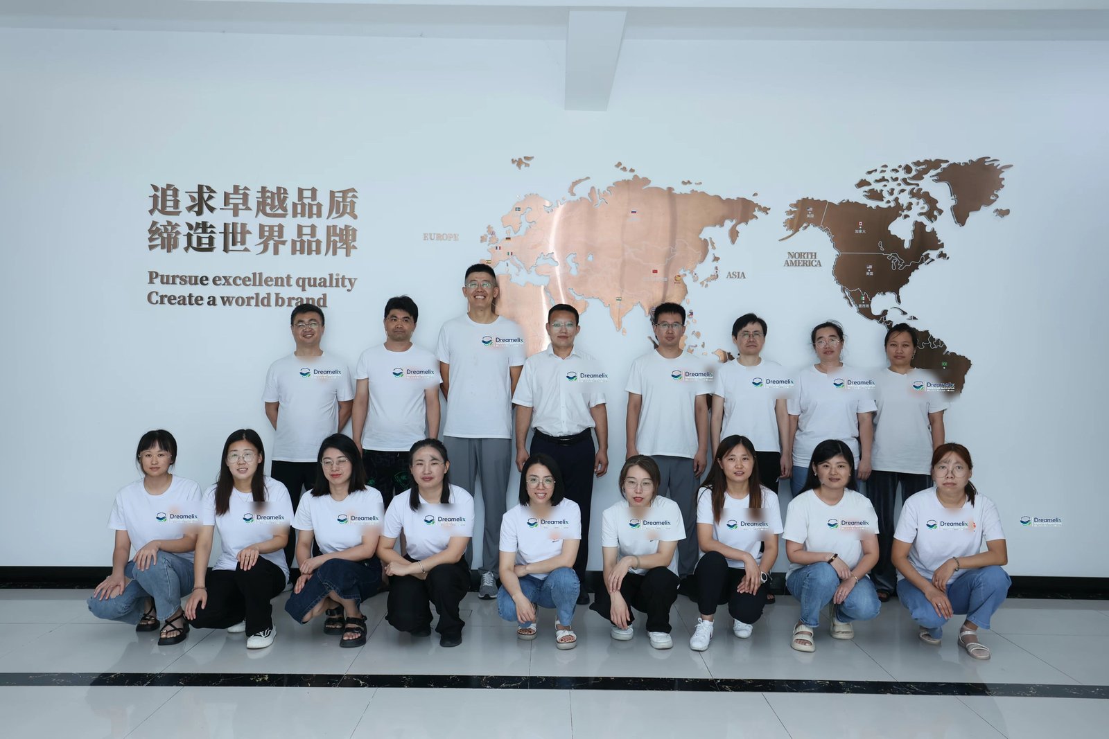 Dreamelix private label team in white branded shirts
